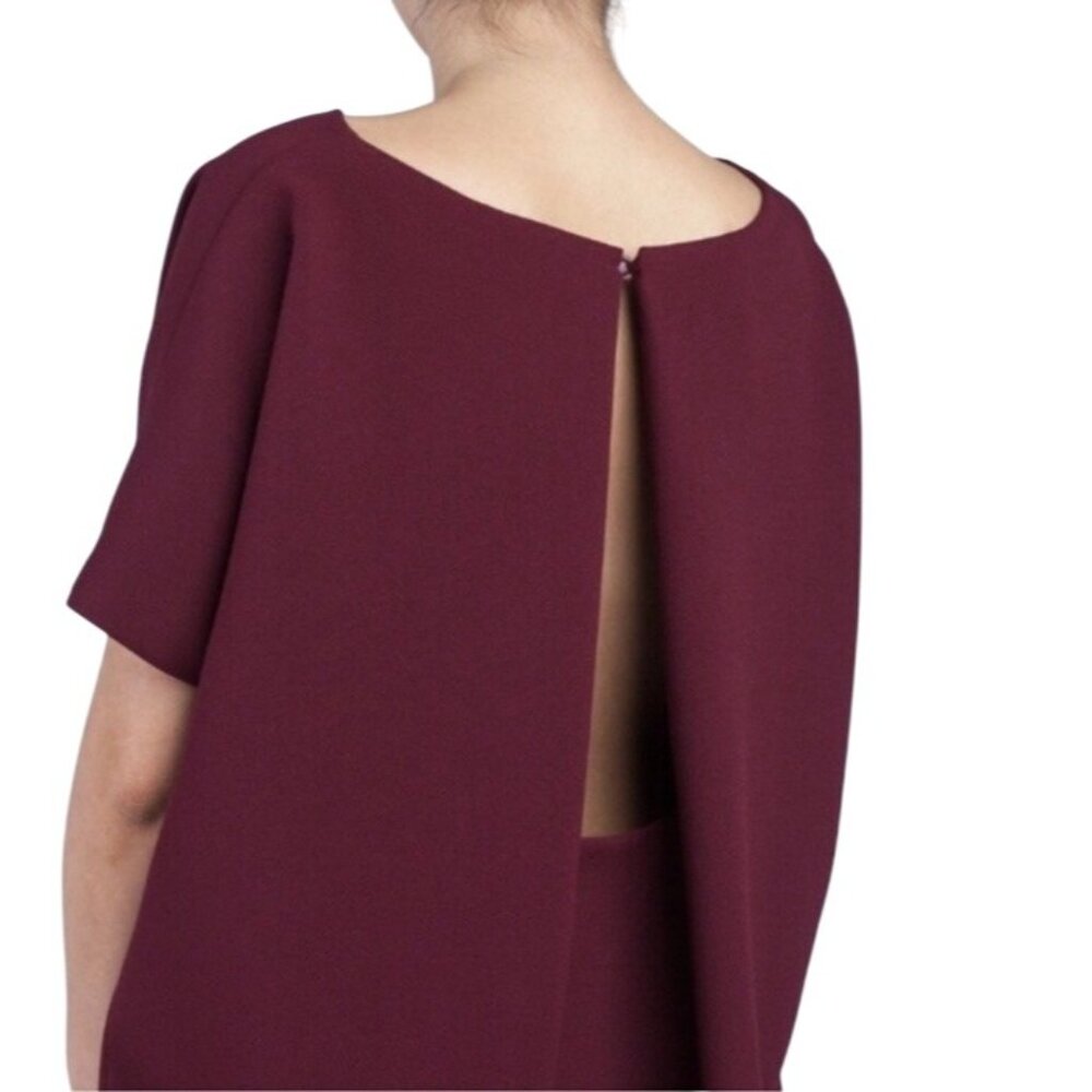 KAAREM Minimalist Burgundy Dress with Back Slit